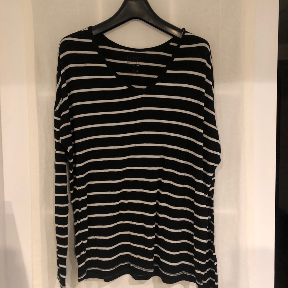 Super Soft Long Sleeve V Neck Striped Shirt